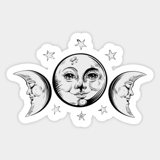 Triple Moon Goddess Sticker